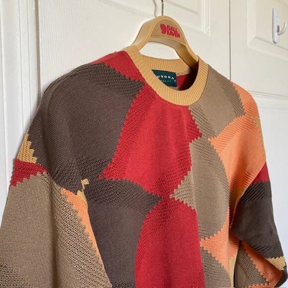 Tundra Crew Neck Sweater Color Block Argyle 100% Cotton Relaxed Men's Medium - Picture 6 of 11